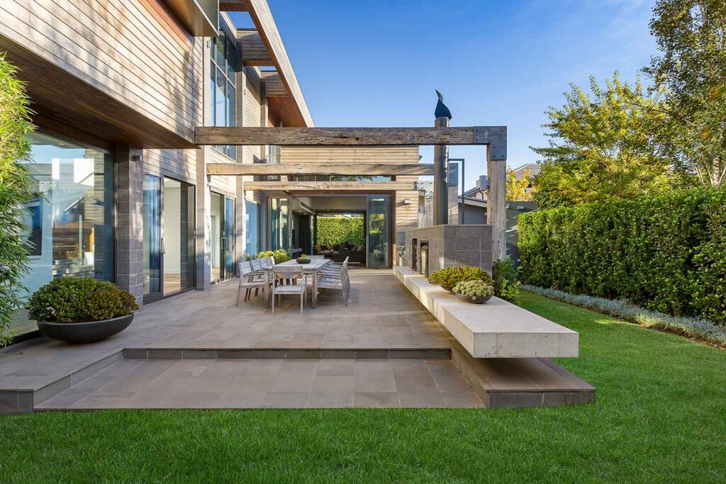 Covered outdoor patio and deck