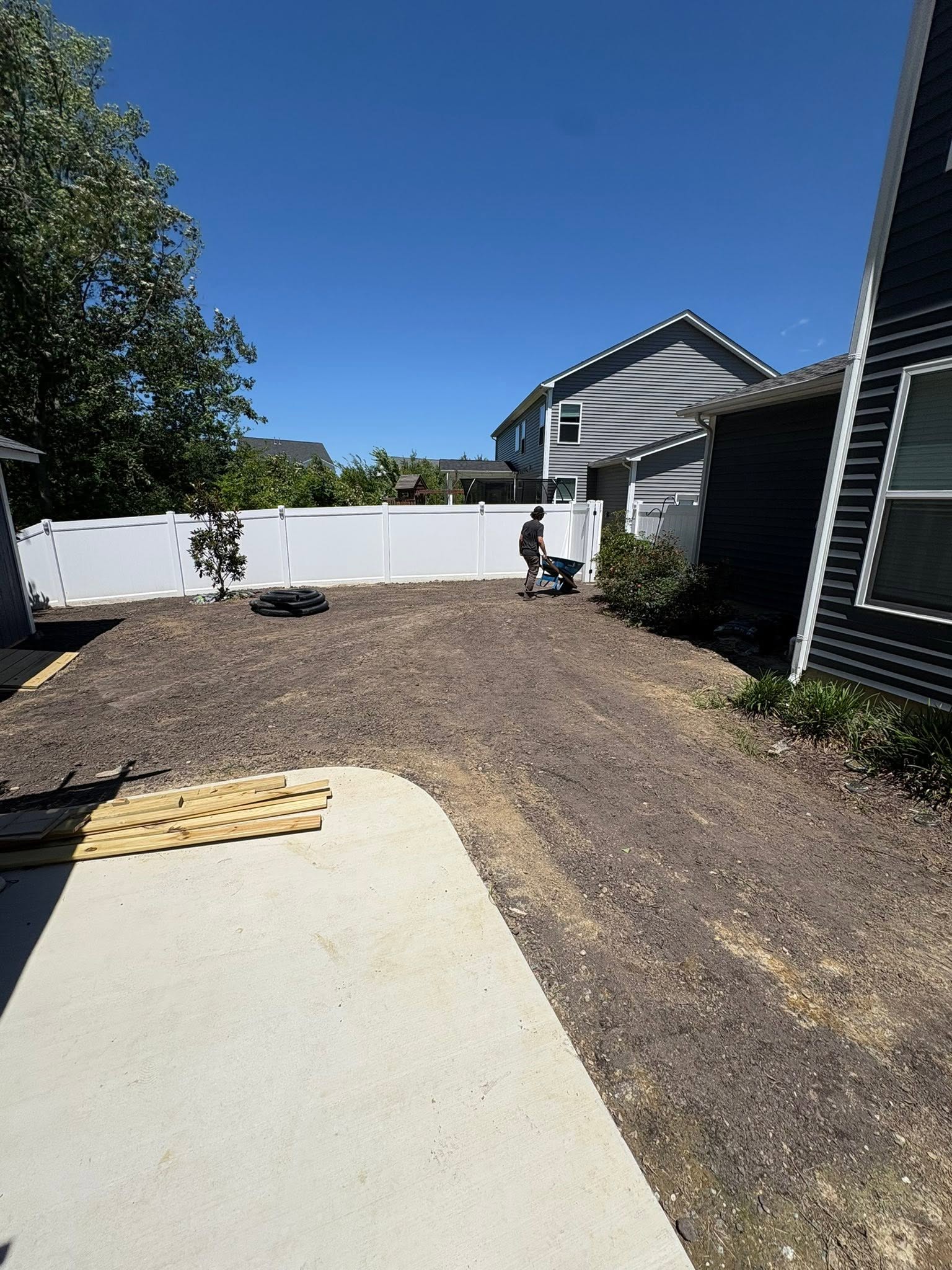 Graded backyard ready for a patio